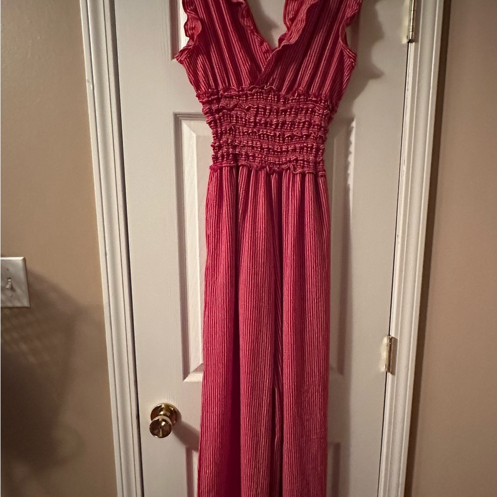 Max Studio Red and White Striped jumpsuit
